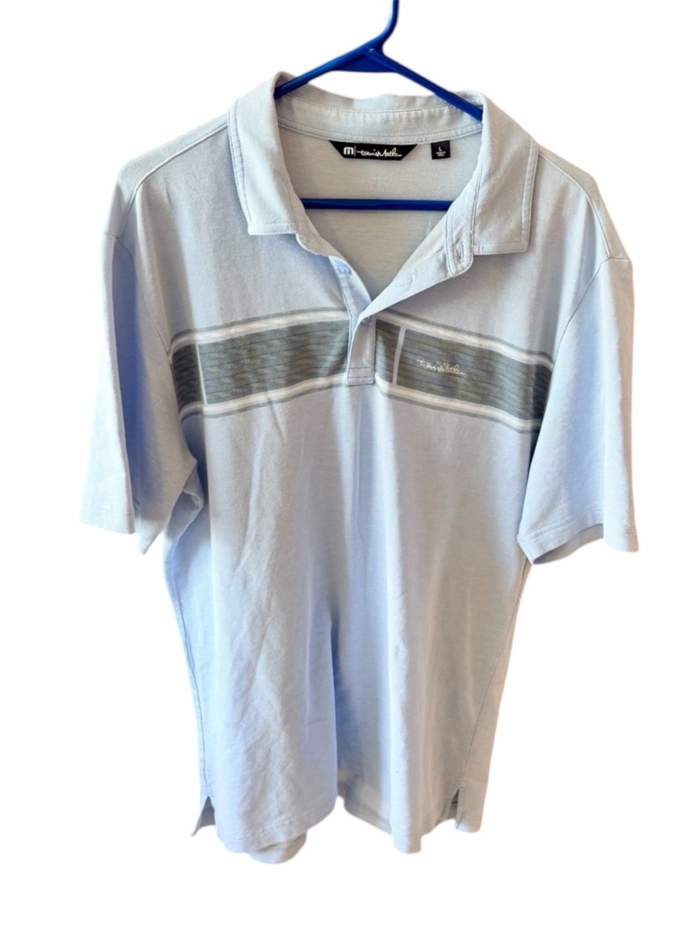 Travis Mathew Light Blue Polo Golf Shirt. Large.